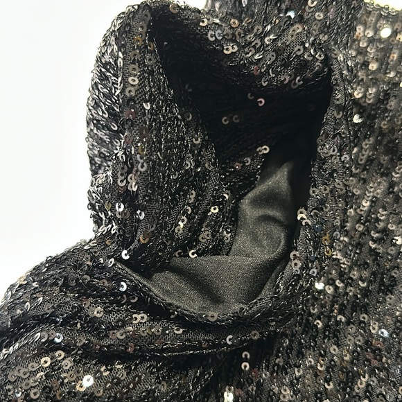 MNG Sequin Black Pants Drawstring Elastic Waistband Size XXL - Picture 4 of 5
